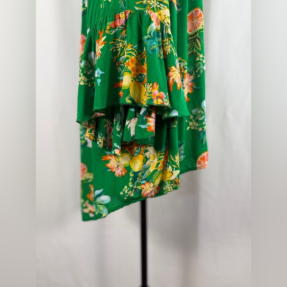Cato Green Citrus Floral Off Shoulder Boho Tunic Top L - Picture 6 of 13